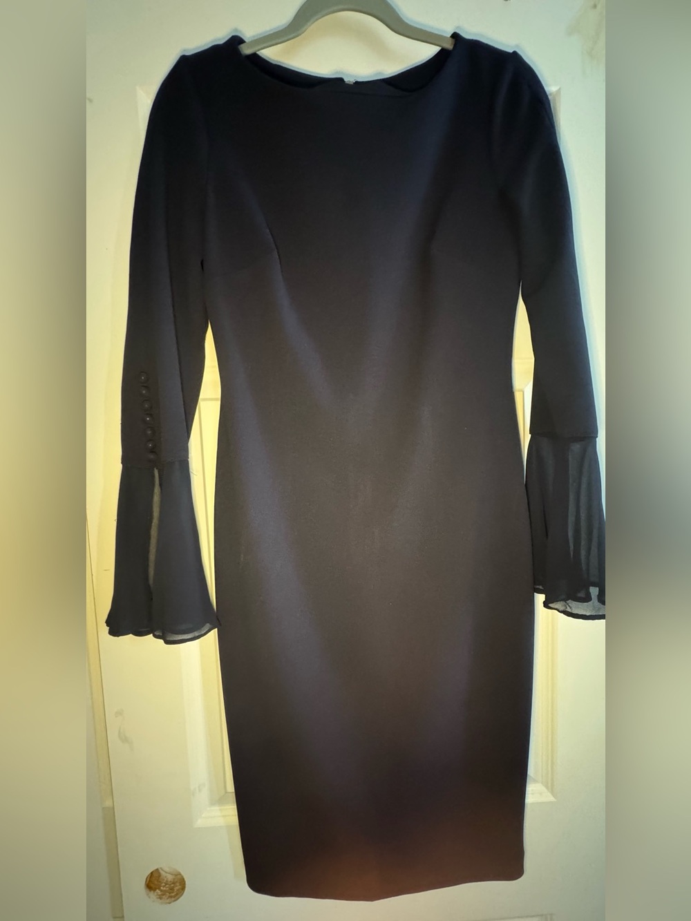 Calvin Klein Black Long-Sleeve Sheer Bell-Cuff Dress